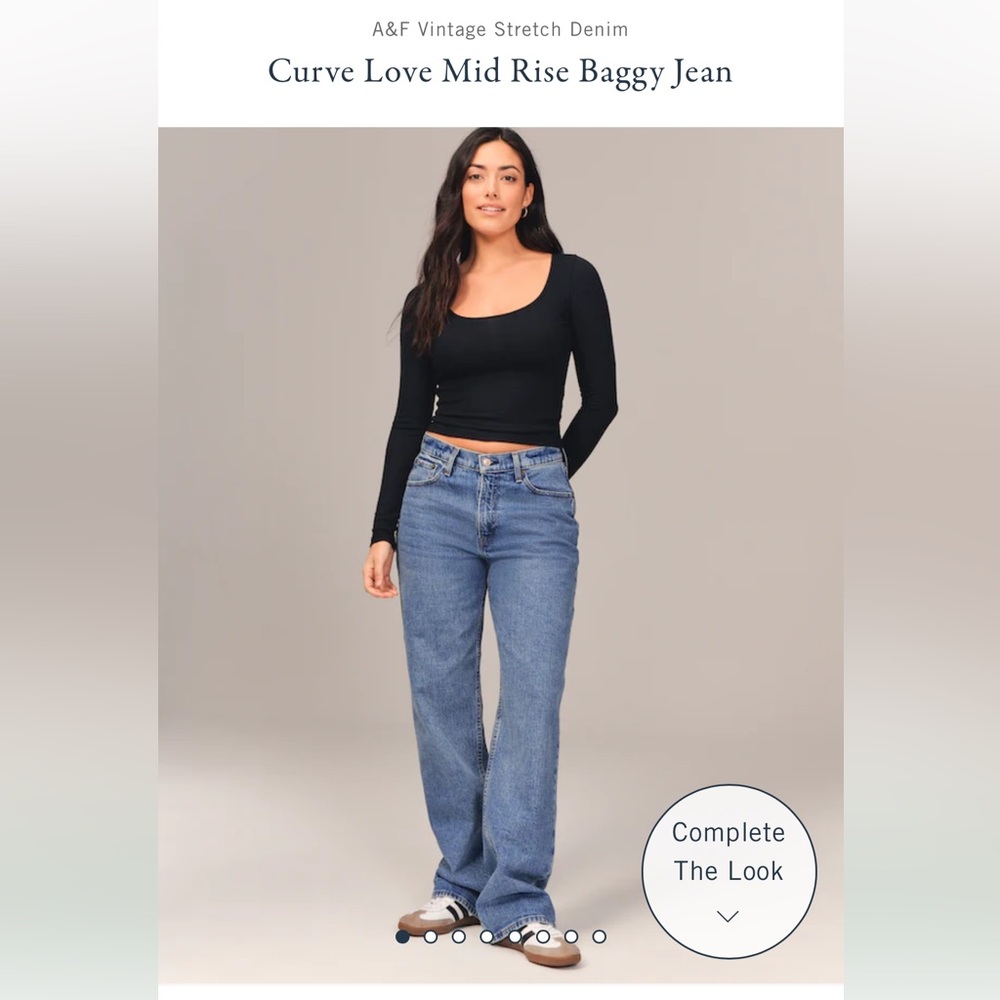 Abercrombie curve love mid rise baggy jean 28L